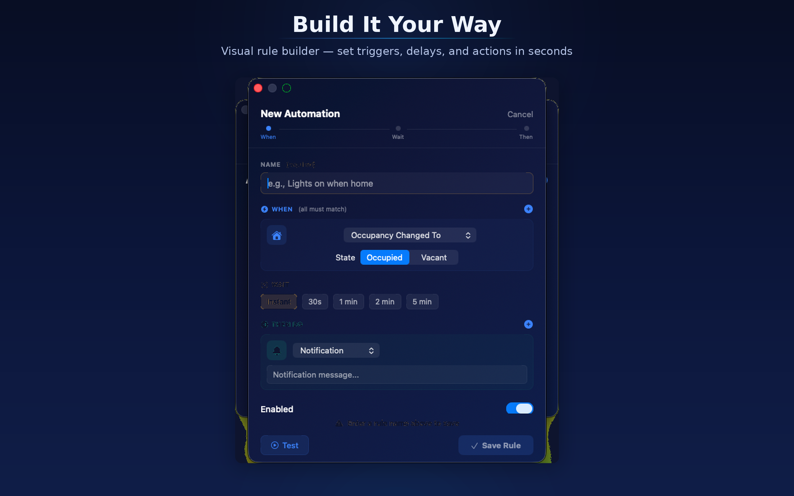 Pulse Home rule builder