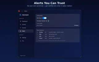 Pulse Guard alarm settings