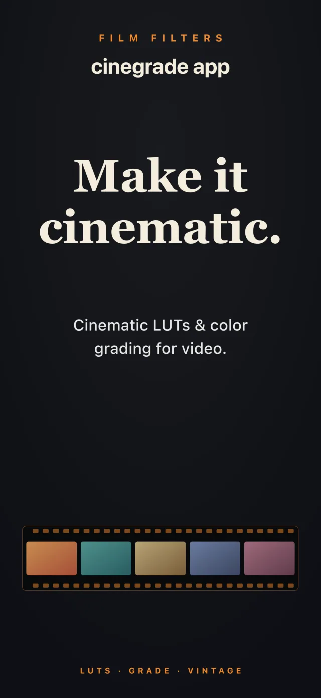 Cinegrade screenshot — film look selection