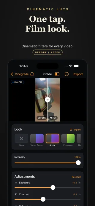 Cinegrade color grading controls