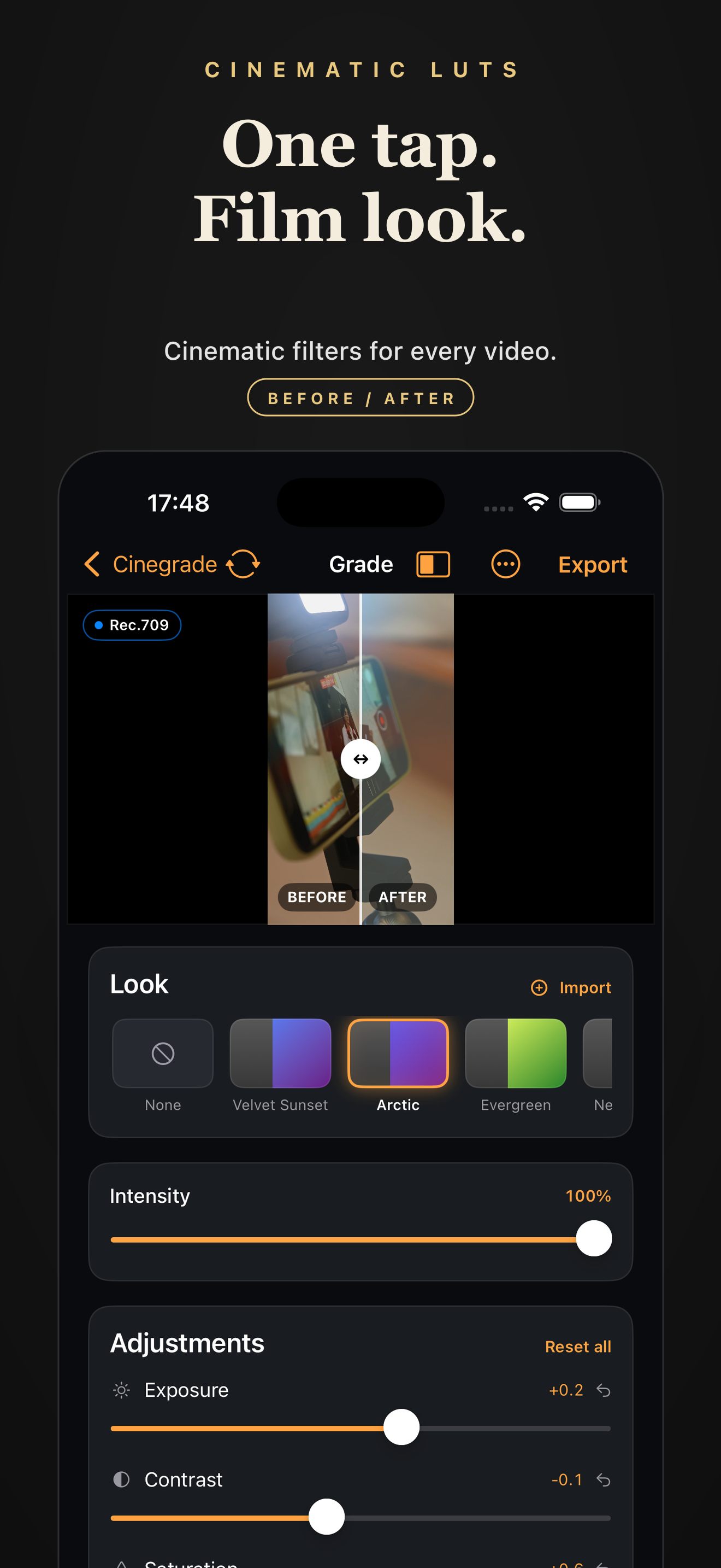 Cinegrade color grading controls
